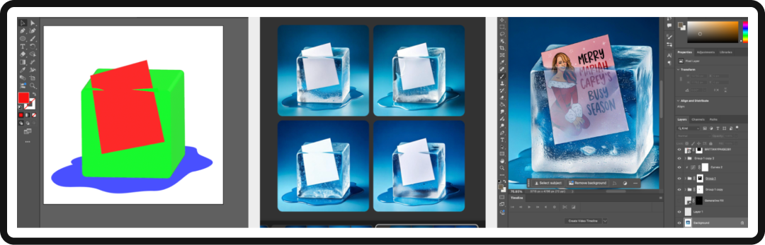 Process of using AI for creative concepting for an ad for Oura Ring.